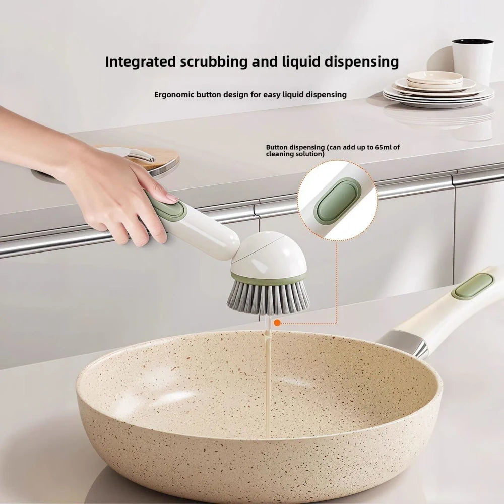 ROTATING LIQUID DISPENSING DISH BRUSH