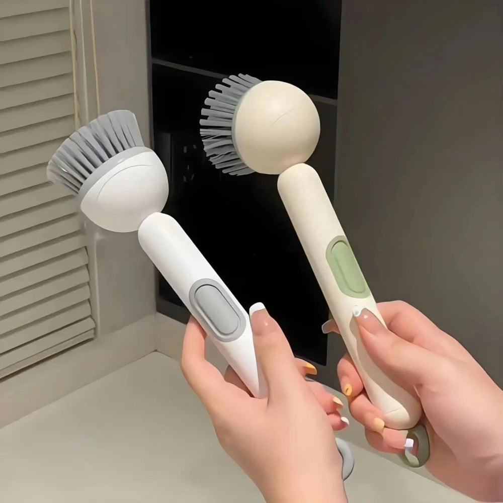 ROTATING LIQUID DISPENSING DISH BRUSH
